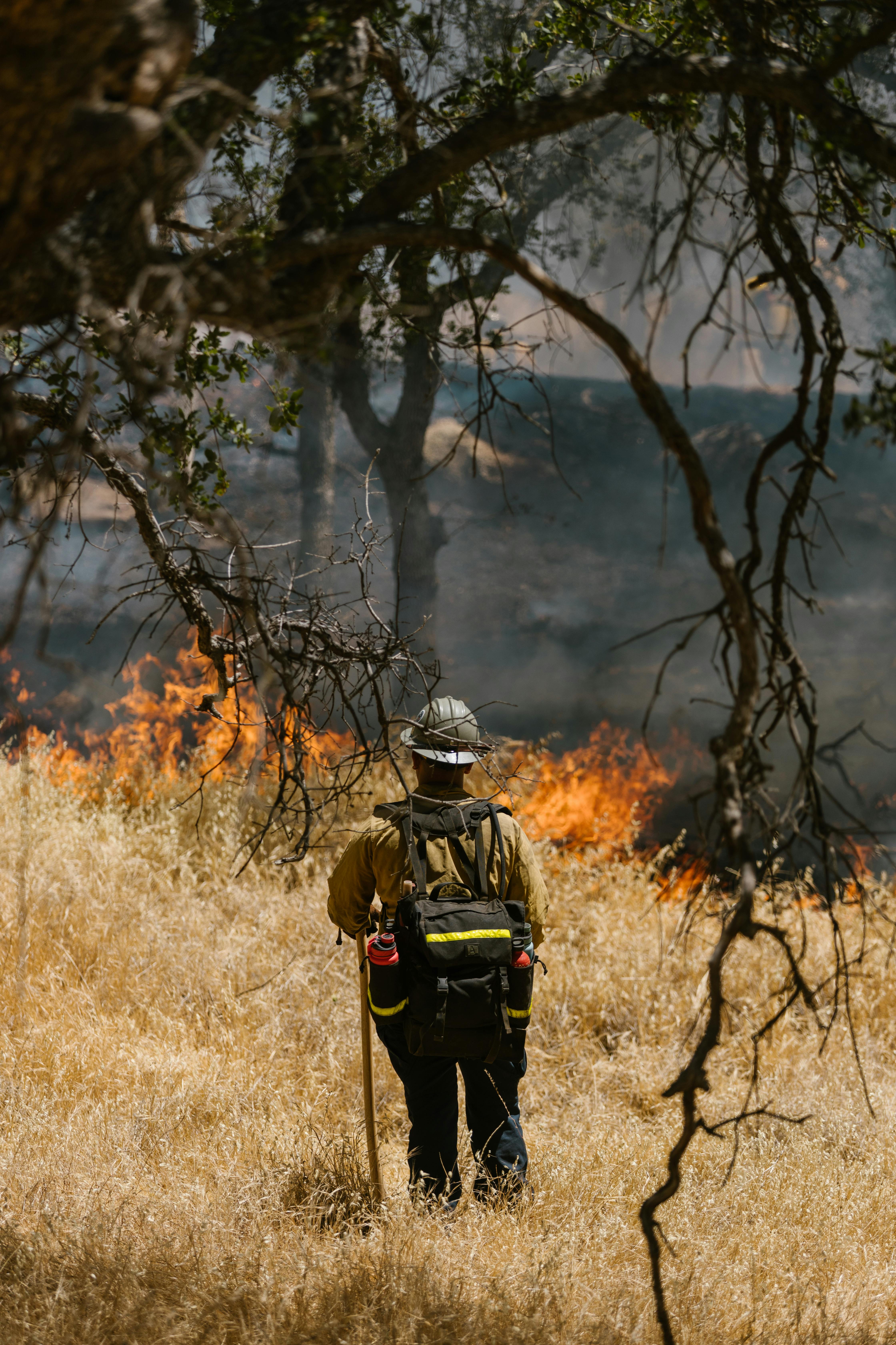 Firefighter against wildfire